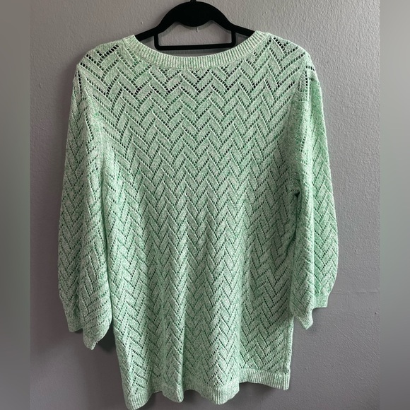 NWOT Talbots Cotton Linen Pointelle Sweater Marled Pastel Green. Size X - Picture 6 of 8